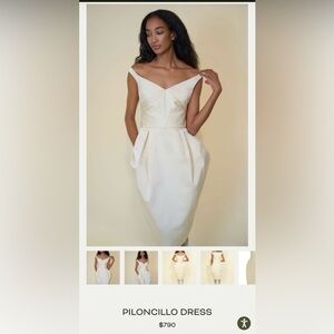 Stathe Brand- Chic Cream Midi Dress with origami pleat details